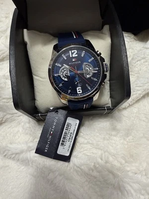NWT 🌺 Tommy Hilfiger 1791476 Men's Blue Silicone Band Watch 46mm - Image 1 of 4