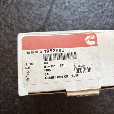 CUMMINS CONNECTION,OIL FILLER 4962605 - Image 1 of 3