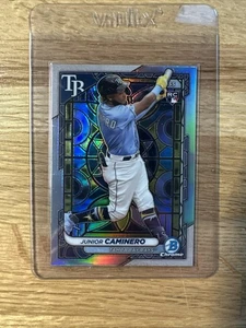 2024 Bowman Chrome Baseball RC Etched in Glass Variation Junior Caminero - Picture 1 of 2