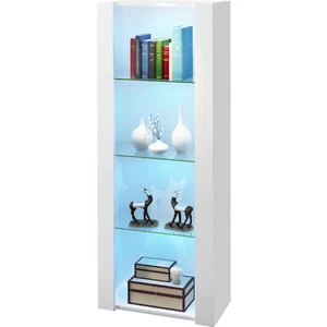 Vitrina Alto Brillo 1.6M Armario Negro Alto Almacenamiento Aparador Luces LED - Imagen 1 de 7