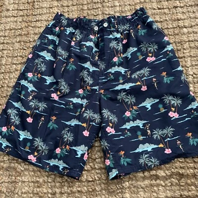 Bañador Beverly Hills Polo Club Para Hombre Pequeño Azul HULA GIRL TROPICAL Sin Forro Foto 1 de 4