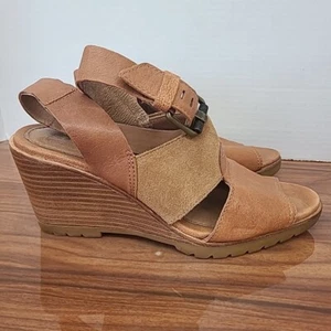 Sorel After Hours Genuine Leather/Suede Women's Sandals Camel Brown Sz 8.5 Wedge - Picture 1 of 11