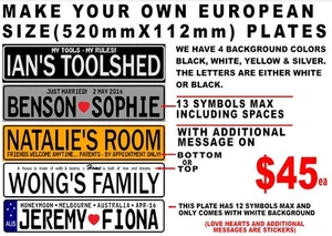 Custom Made EMBOSSED Aluminium Fun Novelty Car Boat Number Plates, Trailers - Picture 1 of 4