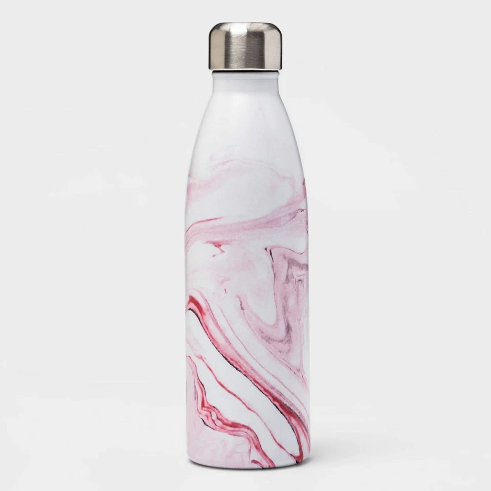 17.5oz Stainless Steel Water Bottle White/Pink - Image 1 of 2