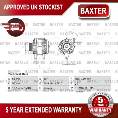 Fits Vauxhall Corsa Astra Meriva 1.0 1.2 1.4 + Other Models Baxter Alternator - Image 1 of 4