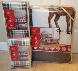 St.Nicholas Square Holiday Coll. JOY Full/Queen Rev Quilt Standard Sham Set NEW - Picture 1 of 3
