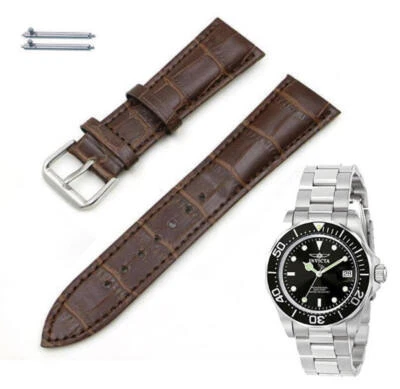 Correa de reloj de cuero de cocodrilo marrón para Invicta Pro Diver 40 mm 9307 9308 #1041 Foto 1 de 3