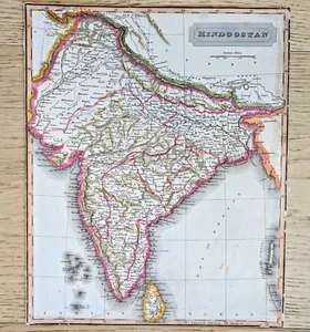 Map of Hindoostan (India) by Aaron Arrowsmith Sidney Hall 1817 Handcolored - Picture 1 of 4