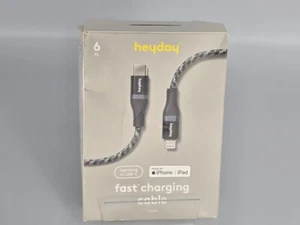 heyday 6’ Lighing to USB-C Braided Charging Cable - Black/Gray - Picture 1 of 3