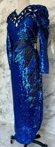 Alyce Designs Formal Party Cocktail Dress Vintage Sequins Embroidered - Picture 1 of 8