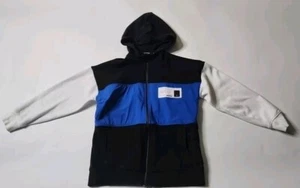 Zara Boys Muliti Colored Hooded Coat Zippered Jacket Size 13/14 Blue, Black, Wht - Picture 1 of 7