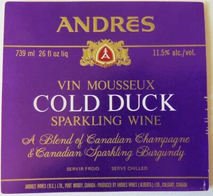 ANDRES Cold Duck LABEL Sparkling White Wine Calgary AB Canada Wine 4-1/4" - Picture 1 of 2