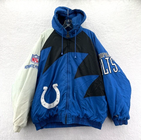 Vintage Logo Athletic Indianapolis Colts Jacket Mens XL Blue Sharktooth Pro Line Cover