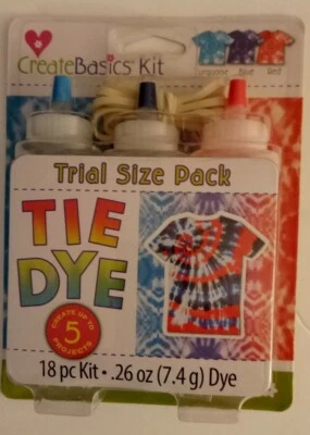 Create Basics Tie Dye, 18 Piece Trial Set - 3 Colors in Bottles SEALED PACKAGE - Image 1 of 2