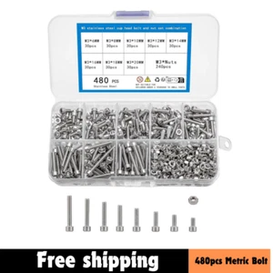 480Pcs Metric Bolt Assortment Kit, Hex Socket Head Cap Screws Bolts and Nuts Set - Picture 1 of 9