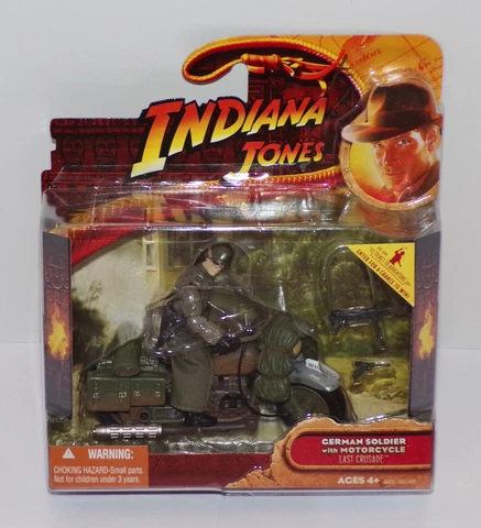 INDIANA JONES Last Crusade GERMAN SOLDIER with MOTORCYCLE 3.75" Hasbro 2008 MOC Cover