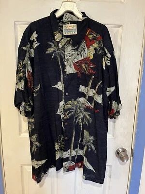 Vintage Island Fever Hawaiian Button Up Shirt Mens 3XB Rayon Palm Trees Floral - Image 1 of 4