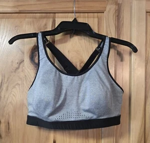 Avia Strappy Back Sports Bra Size XL Black/Gray Padded Cups. - Picture 1 of 7