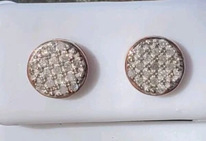 Aretes de diamantes de corte redondo de oro rosa macizo de 10 quilates - Imagen 1 de 24