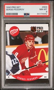 1990 Pro Set #604 Sergei Fedorov Rookie Detroit Red Wings Hockey Card PSA 8 - Picture 1 of 2
