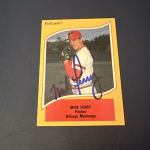 1990 ProCards # 195 Mike Ferry Billings Mustangs signed autograph baseball card