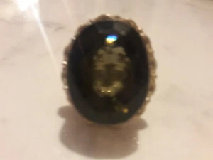 BEAUTIFUL HUGE 31X26 MM FLAWLESS FACETED SMOKY QUARTZ 925 SILVER RING SIZE 8 - Picture 1 of 7