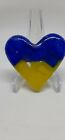 Handmade Fused Glass Heart - Love Token - Ukrainian Flag Colours