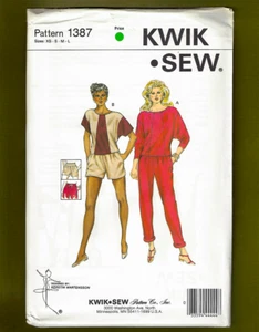 Dolman Sleeve Tops, Pants, Shorts Sewing Pattern UNCUT (Size XS-L) Kwik Sew 1387 - Picture 1 of 2