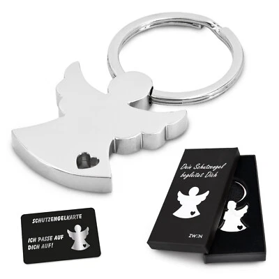 ZWEN Schutzengel Schlüsselanhänger Geschenkbox Schutzengelkarte Engel Anhänger