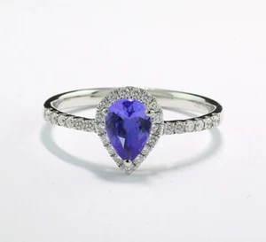 Tansanit Brillant Ring 750er Weißgold Tansanitring Wert 1.950 Euro Neu - Picture 1 of 4