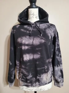 Boohoo Women's 6 Small Black Gray Sweater Hoodie Tie dye Long Sleeve Sweatshirt - Picture 1 of 11