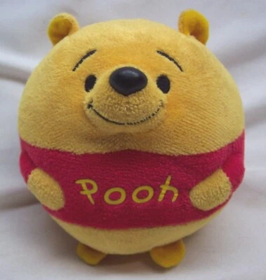 TY Disney WINNIE THE POOH IN BALL SHAPE 4" Plush STUFFED ANIMAL TOY Beanie Ballz - Image 1 of 4