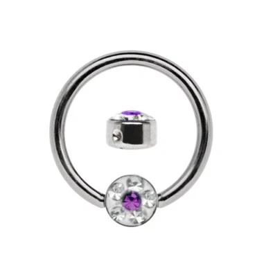 Titan Setto Piercing Anello Bcr 1,6mm Con 4mm Epossidica Strass Piastra, Misura - Immagine 1 di 2