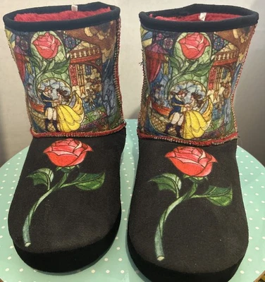 Beauty And The Beast DISNEY Stained Glass Slipper Boots XL 11-12 Princess Belle - Image 1 of 4