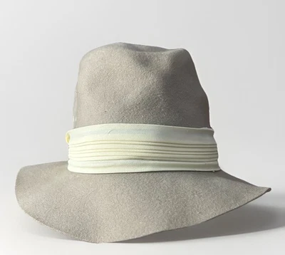 Винтажная шляпа-сафари Eddy Bros 100% шерсть войлок серо-коричневый широкие поля федора сделано в США - Изображение 1 из 4