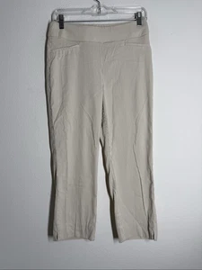 Pantalones capri elásticos a rayas beige/blanco Elle para mujer talla M - Imagen 1 de 9