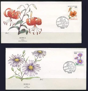Korea: 1990 Flowers Audubon Society First Day Covers - Picture 1 of 1