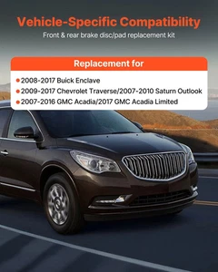 Front & Rear Brake Kit Compatible with 2008-2017 Buick Enclave, 2009-2017 Chevro - Picture 1 of 10