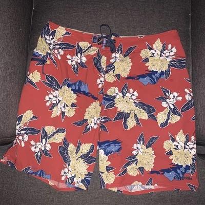 Pantalones Cortos de Natación Patagonia Board Rojo Azul Floral Informales Para Hombres 36 Playa Rumbo Dibujo Cuerda Foto 1 de 4