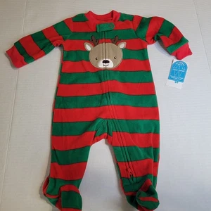 Carter's Einteiler Weihnachten Rentier Neu mit Etikett 2-Wege Reißverschluss Unisex Größe 3M Streifen - Bild 1 von 10