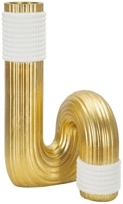 Mauro Ferretti Vase Bann Groß 14,5x13x25 cm gold weiß - Bild 1 von 4