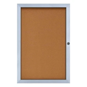 UNITED VISUAL PRODUCTS UVEB2436-SATIN-CORK Enclosed Bulletin Board,Cork,24"x36" - Picture 1 of 1