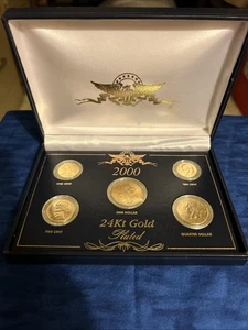 Uncirculate US Composition Gold 24 Gold Plated 5 Piece with protective coin case - Picture 1 of 6