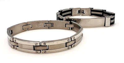 Two Vintage Men's Stainless Steel Link Bracelets - Image 1 of 4