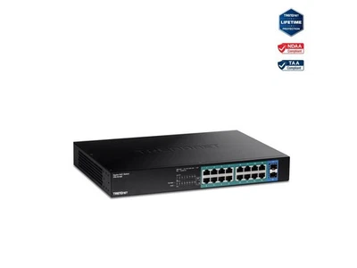 TRENDnet 18-Port Gigabit PoE+ Switch, 16 x 30W PoE+  Ports, 2 Gigabit SFP Slots, - Image 1 of 4