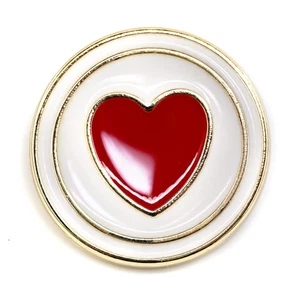 20 PCS 23mm Golden Circles Enamel Red Heart Sewing Metal Shank Coat Buttons - Picture 1 of 8
