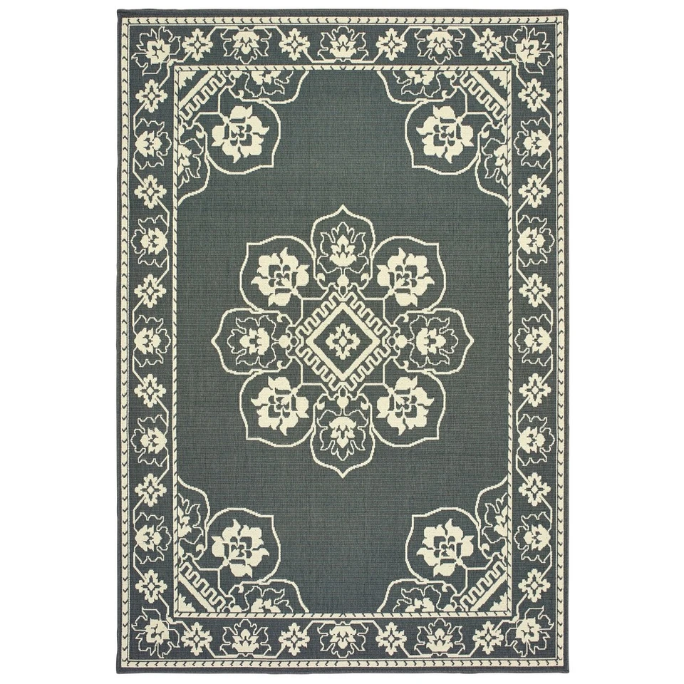 2x7 Sphinx Grey Petals Bulbs Diamonds Bordered Runner 7764E - Aprx 2' 3" x 7' 6" - Image 1 of 1