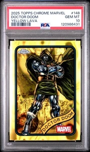 2025 TOPPS CHROME MARVEL YELLOW LAVA #148 DOCTOR DOOM PSA 10 🔥 POP**** 4 - Picture 1 of 2