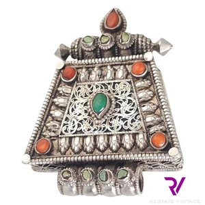 Antik Tibetisch Buddhistisch Gau Amulett Gebet Box Halskette Türkis Koralle Dorje - Bild 1 von 10