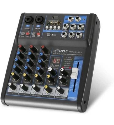 Pyle Professional Audio Mixer Sound Board Console System Interface 4 Channel...  - Image 1 of 4